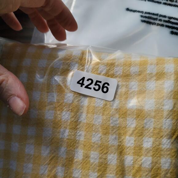 Old Navy Dress Womens Medium Yellow Gingham Linen Smocked Cottagecore Coquette - Picture 10 of 10